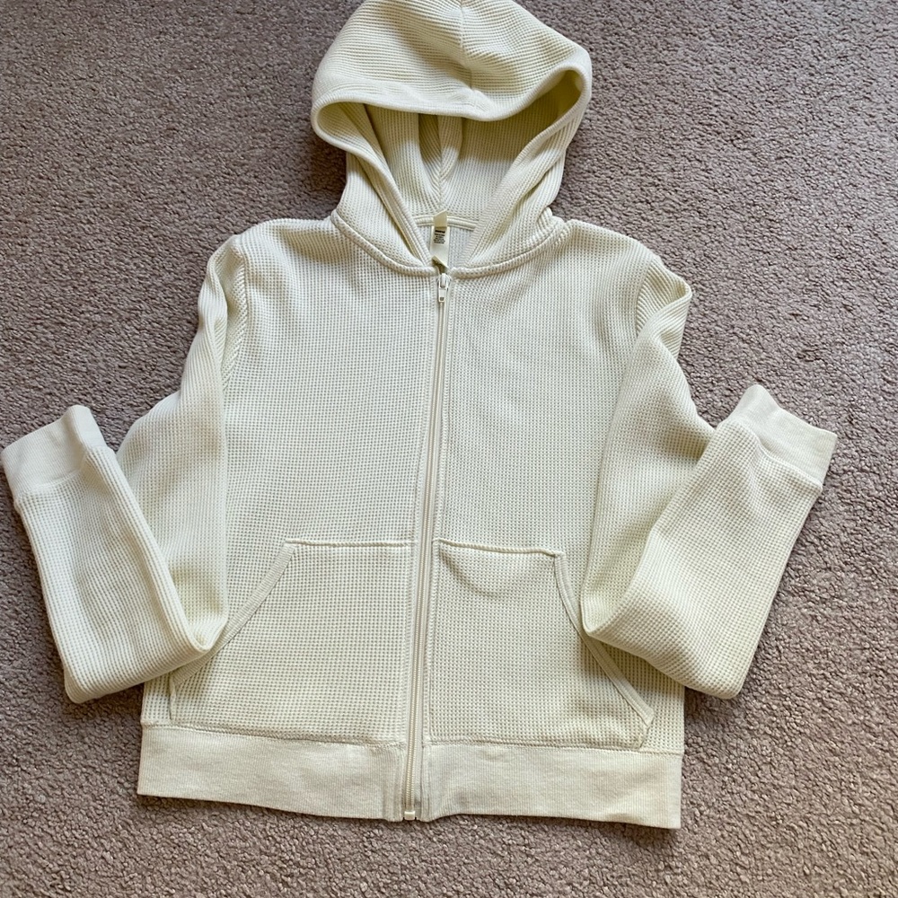 Skims Crop Waffle Zip Hoodie- size L